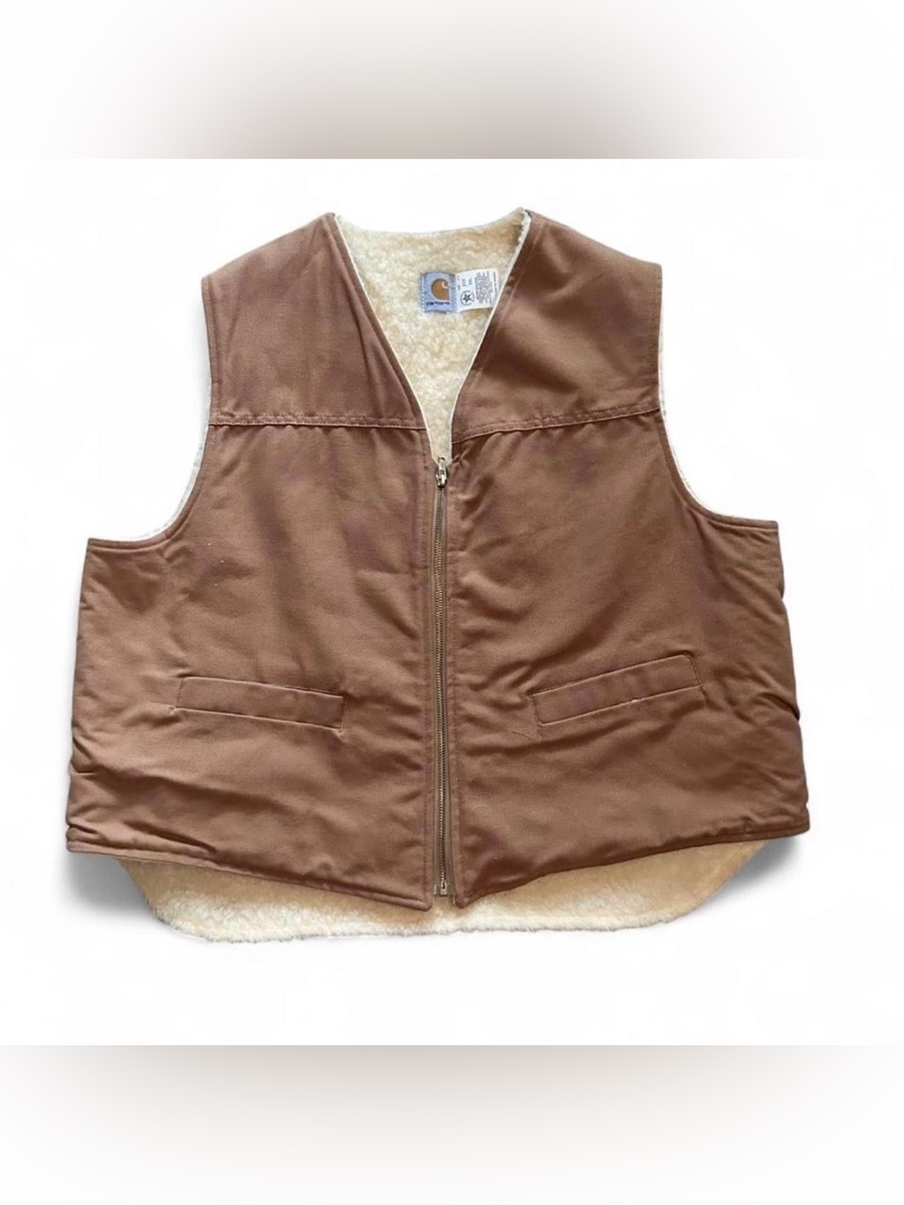 Carhartt 1980’s Union USA Duck Brown Sherpa-Lined Vest